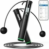 RENPHO Springseil mit Zähler, intelligentes gewichtetes Springseil für Training Fitnessübungen, verstellbares Sprungseil für Anfänger und Profis, Jump Rope mit APP-Datenanalyse, Kalorienverbrennung
