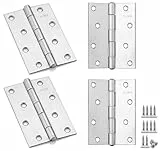 Anstore 4 Stück Scharniere Klappbar, 100×70×1.3mm Faltbar Silber Scharnier Edelstahl, 270° Scharniere Schwerlast mit 48 Stück Schrauben, Türscharniere für Türen, Fenster und Schränke