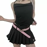 LAOYEFACAI Ledergürtel Damen Schmetterling Punk Y2k Leder Gürtel Damengürtel für Jeans Kleider Mäntel mit Goldener Schnalle für Kleid Hose Jeans (Rosa)