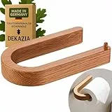 DEKAZIA® Toilettenpapierhalter Holz | Toilettenpapierhalter ohne Bohren | Klopapierhalter ohne Bohren | Klorollenhalter ohne Bohren | WC Papier Halterung | Klopapier Halterung WC Rollenhalter Eiche