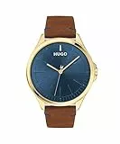 HUGO Analog Quarzuhr für Herren mit Braunes Lederarmband - 1530134