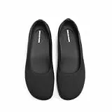 DREAM PAIRS Ballerinas Damen Elegant Bequem Fußgewölbeunterstützung atmungsaktivem Strick Hallenschuhe rutschfest Slip-On Reise Arbeit Business Büro Barfußschuhe,Size 38.5,Schwarz,SDFA26015W