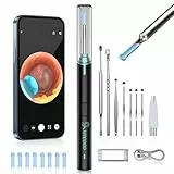 Ohrenschmalz Entferner Otoskop, VITCOCO WiFi Ohrenreiniger Kamera 5MP HD Ohr Kamera IP67 wasserdicht Ohrenspiegel 3.5mm Linse Ohr Endoskop mit 6 LEDs für iPhone, iPad und Android-Smartphones(Schwarz)