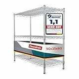 Floordirekt Küchenregal, Gitterregal, Metallregal | Tragkraft ca. 70kg je Boden Multifunktionales Aufbewahrungsregal, Badezimmerregal, Lagerregal, Kellerregal | Chrom (90x35x90cm | 3 Böden) Everest