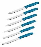 Nirosta Elemental Frühstücksmesser – Made in Germany – Scharfer Wellenschliff für Brötchen und Brezeln – Nachhaltiger Griff – 4 Jahre Garantie - 6er-Set, Blau/Silber