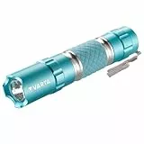 VARTA Taschenlampe LED inkl. 1x AA Batterie, Lipstick Light, Leuchte, Lampe, Taschenleuchte mit Handschlaufe, Aluminium Gehäuse und Gummigriff, leicht zu finden - leuchtet im Dunkeln, türkis