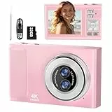 Digitalkamera, JDZ 4K Kamera Fotokamera 16X, Digitalkameras 1080P, Kompaktkamera mit 32 GB TF-Karte, Camera Digital, Foto Kamera für Kinder Teenager-Geburtstag, Valentinstagsgeschenk (Rosa)