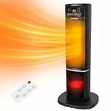 Aigostar - Heizlüfter mit Fernbedienung, LED Touch, Schnellheizer mit 3D Flamme, 2000W, 5 Modi & ECO, Heizlüfter Energiesparend Leise, Einstellbare Temperatur 5-35℃, 24H Timer, 60° Oszillation,Schwarz