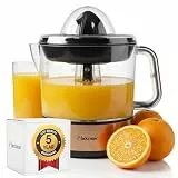 Bestron elektrische Zitrus- & Orangenpresse, inkl. 2 Presskegel und Aromadeckel, Motor mit zwei Drehrichtungen (links/rechts), Füllmenge: 0.7 Liter, 40 Watt, Farbe: Kupfer