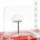 Menz selbstklebende Haken – 6 Stück Klebehaken extra stark, wetterfest und rostfrei, 180° drehbar, für Weihnachtsdekoration, Küche, Bad, Wand und Decke