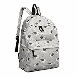 WISEHUBY Kono Kinder-Rucksack Einhorn – Schulrucksack aus Segeltuch für Jungen und Mädchen, modisch bedruckte Büchertasche für Teenager, grau, A