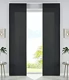 2er Set Schiebegardinen Flächenvorhänge Mikrofaser Vorhang Gardine Schiebe HxB 245x60 cm Schwarz Matt Paneelwagen Beschwerungsstangen, 85600N2
