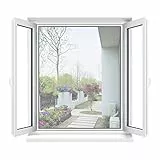 Apalus Fliegengitter Fenster, Zuschneidbar auf Fenstergrößen bis 110x130cm, Insektenschutz mit Starkem Klettband, Kinderleichte Montage, Presshilfe und Zuschneider Inklusive, Weiß
