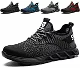 SUADEX Sicherheitsschuhe Arbeitsschuhe Herren Damen Leicht Arbeitsschutzschuhe Stahlkappenschuhe Atmungsaktiv mit Stahlkappe Schwarz 44 EU