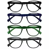 OPULIZE Pop Lesebrille 4er Pack Keck Rund Matt Rahmen Federscharniere Kratzfest Schwarz Blau Grün Grau Herren Damen RRRR2-1367 +1.50