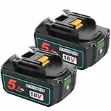 2 Stück 18V 5.5Ah Ersatz für Makita Akku 18V Lithium-ion Akku Kompatibel für BL1830 BL1840 BL1840B BL1850 BL1860 BL1860B 194204-5 LXT-400 mit LED-Anzeige