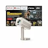 Smart Mini Beamer 4k [Kompatibel mit Netflix & Dolby Audio] VOPLLS TOF Autofokus/Trapezkorrektur 28000 Lumen Projektor, WiFi6 Bluetooth Full HD 1080P 210°Drehbar Beamer Heimkino/Outdoor Barlow Lenses