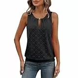 Tops Lochmuster Modern Sexy Tanktop Elegant Sommer Ärmelloses Oberteile Für Frauen Lässige Lockere Spaghetti Shirt Damen Tank Top Mit Rundhals Schwarz Oversize L