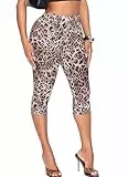 TZLDN Damen Capri Leggings 3/4 Leggings Leopard Knielang Leggins Leo Dreiviertel Hose Sexy Festival Techno Rave S