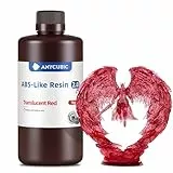 ANYCUBIC ABS-Like Resin 2.0, 3D Drucker Resin mit hoher zähigkeit, Präziseren Details, Geringem Geruch, breite kompatibilität für alle LCD-Harz-3D-Drucker (Transparent Rot, 1 kg)