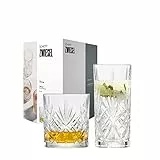 SCHOTT ZWIESEL 8er Gläserset Show, jeweils 4 anmutige Longdrinkgläser und Whiskygläser mit Relieff, spülmaschinenfeste Kristallgläser (Art.-Nr. 121881), Kristall