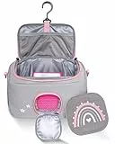 JP Journey Tasche für Toniebox Mädchen - für Figuren und Box im Auto und für die Reise (Grau-Rosa Regenbogen)