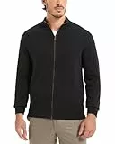 Kallspin Herren Vollzipper Baumwolle Strickjacke Pullover Langarm Stehkragen Normale Passform Strickjacken Pullover(Dunkelgrau, L)
