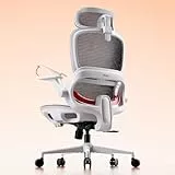 SIHOO Bürostuhl Ergonomisch, Schreibtischstuhl mit 4D Dynamischer Lordosenstütze, Breiter Kopfstütze & Klappbaren Armlehnen, Neigung 90-135°, Weiß