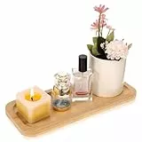 Bambus Tablett Holztablett Badezimmer Kosmetiktabletts Holztablett Schminktisch Badezimmer Thekentablett Kleines Serviertablett Zum Badezimmers Küche Untersetzer Tee Kaffee 27.5 × 11.5 × 1.2 cm