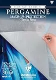 Clairefontaine 976101C - Block geleimt, 30 Blatt Pergaminpapier, DIN A3 29,7x42cm, 45g, flexibel und leicht transparent, geeigneter Schutz, 1 Stück