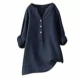 SCBFDI Festliche Blusen Damen Musselin Bluse Blusenshirt Damen Große Größen Long Bluse für Damen Tshirt Damen Rot Tshirt Damen Lang Oversize Hemd Damen Weiß Damen Tunika Langarm Blau 3XL
