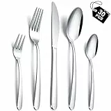 Hunnycook Besteck Set 6 personen, 30 Stück Edelstahl Besteckset, Elegantes Besteckset mit Gabeln, Löffel und Tafelmesser, geeignet für Haushalt/Restaurant/Party, Spülmaschinenfest