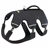 Ferplast Hundegeschirr für große Hunde ERGOTREKKING, verstellbares Geschirr mit 6 Verschlüssen, gepolstert und reflektierend, ideal zum Wandern, Größe XL, max. 50 kg. Schwarz