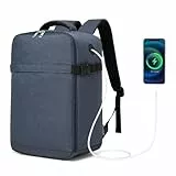 KONO Ryanair Handgepäck Rucksack 40x17x25cm, Wasserdichter Laptoprucksack für 15,6 Zoll Laptops, 16L Reiserucksack Handgepäck Flugzeug für Damen Herren (Marineblau)