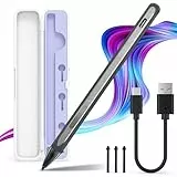 Stylus-Stift für Microsoft Surface Pro 12/11/10/9/8/7/6/5/4/3/X, Laptop/Book/Go3/Go2, mit Aufbewahrungsbox, 4096 Druckstufen, magnetisch, USB-C Schnellladen, Handballenerkennung, Schwarz