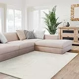 Interiyou Fargo - Teppich Wohnzimmer 140x200 cm Creme - Kurzflor Waschbar und rutschfest - Flauschiger Fellteppich aus Kunstfell - weicher Langflor Fell