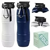KUWUNG 2 Stück Faltbare Wasserflasche, 650ml Silikon Faltbare Trinkflasche, BPA Frei, Auslaufsicher Tragbare Reise Faltflasche mit Karabiner für Outdoor, Sport, Camping, Reisen und Fitness