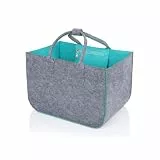 Cozary Filztasche Einkaufstasche 30L, Groß Filztaschen Shopper mit Reißverschlussfach, Tragetasche Filz Faltbar mit Henkel, Shopping Bag Kaminholztasche Einkaufskorb
