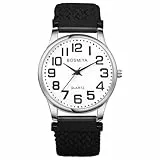 Avaner Uhren Damen Herren Elastisch: Armbanduhr mit Großen Arabischen Ziffern Geflochtenes Seil Stretchband Analog Quarzuhr Leicht Ablesbare Schwarze Uhr für Alten Frauen Männer 3 Größe