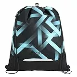 Coocazoo Turnbeutel „Laser Lights”, schwarz-türkis, mit Reißverschlussfach und Kordelzug, reflektierende Elemente, Schnalle zur Befestigung am Schulrucksack, 10 Liter, ab der 3. Klasse