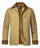 Harbrosrce Herren Winterjacke Gefüttert Arbeitsjacke Warme Steppjacke Reverskragen Hemdjacke Warmes Casual Übergangsjacke Baumwolle Winddichte Feldjacke