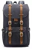 EverVanz Damen Herren Rucksack Reise Wandern Outdoorrucksack Canvas Leder Daypacks für 15 Zoll Laptop Studenten Rucksack für Schule