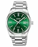 CIVO Herren Uhr Edelstahl Armbanduhr: Einfach Business Wasserdicht Uhren für Männer Grün - Analog Quarz Herrenuhr mit Leuchtend Datum