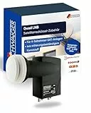 SCHWAIGER [ Test SEHR GUT Quad LNB 4fach digital HD 4K für 4 Teilnehmer mit Wetterschutz F-Anschluss DVB-S DVB-S2 SAT Empfänger wetterfest für Satellitenschüssel SAT-Empfang