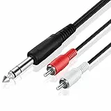 TNP 6,3 mm Klinke auf Cinch Kabel, Cinch-Audiokabel - 5m, Klinkenkabel, Klinkenstecker auf 2 x Cinch-Stecker für Amp, Mixer, Loutsprecher und Stereo System, Dual-RCA Kabel, Y Splitte Adapterkabel