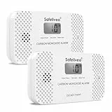 Safeliveo CO Melder mit Austauschbarer Batterie,Kohlenmonoxidmelder mit Spitzenwert Speicher & LCD Display,10 Jahre Sensor,Mit Testknopf,Für Zuhause & Wohnwagen,EN 50291,Standalone (2 Stück)