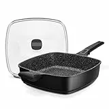 GSW 168434 Brat- und Servierpfanne EASY CLICK Quadura mit Glasdeckel und Gegengriff, Aluminium, schwarz - 28x28cm