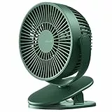 JISULIFE Mini USB Ventilator, Clip Akku Tischventilator Sehr Leise Klein mit 4000mAh Batterie, 4 Geschwindigkeitsstufen, Max 14 Stunden für Bett, Schreibtisch, Krippe, Kinderwagen, Autositz - Grün