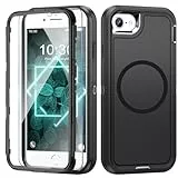 Giyer Handyhülle für iPhone 8, Stoßfest Robust Panzerhülle mit Schutzfolie, Magnetisch, Schwarz
