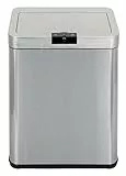 Echtwerk Sensor-Abfalleimer, Touchless Abfalleimer, elektrischer Müllbehälter, Infrarot Bewegungssensor, Soft Close Funktion, Korpus aus Edelstahl, Fassungsvermögen 48 Liter, Silber